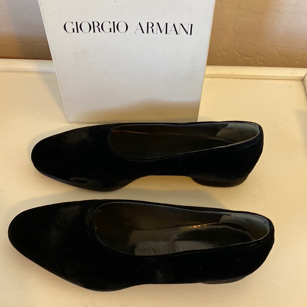 Giorgio Armani Black Velvet Flats